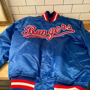 Diamond Collection Starter MLB Adult M Texas Rangers Satin BOMBER JACKET 1980'S
